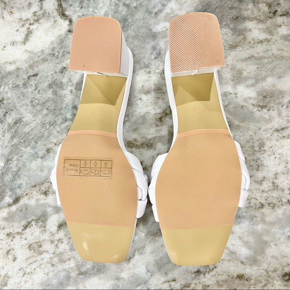 NIB SHEIN White Braided Strap Block Heels Slide Mules Heels Size 6 - Picture 13 of 13